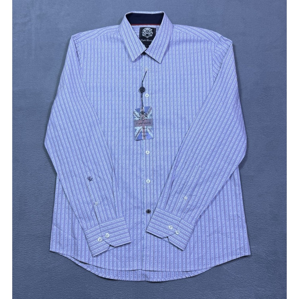 English Laundry Shirt Mens S Geometric Poplin Designer Arrogant Elegant NEW $98